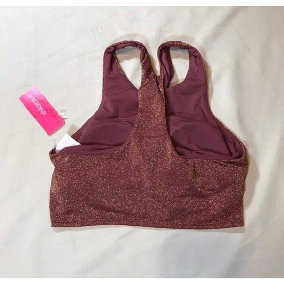 Juniors' Metallic Textured High Neck Bikini Top Swim Suit- Xhilaration Raisin L - Picture 3 of 3